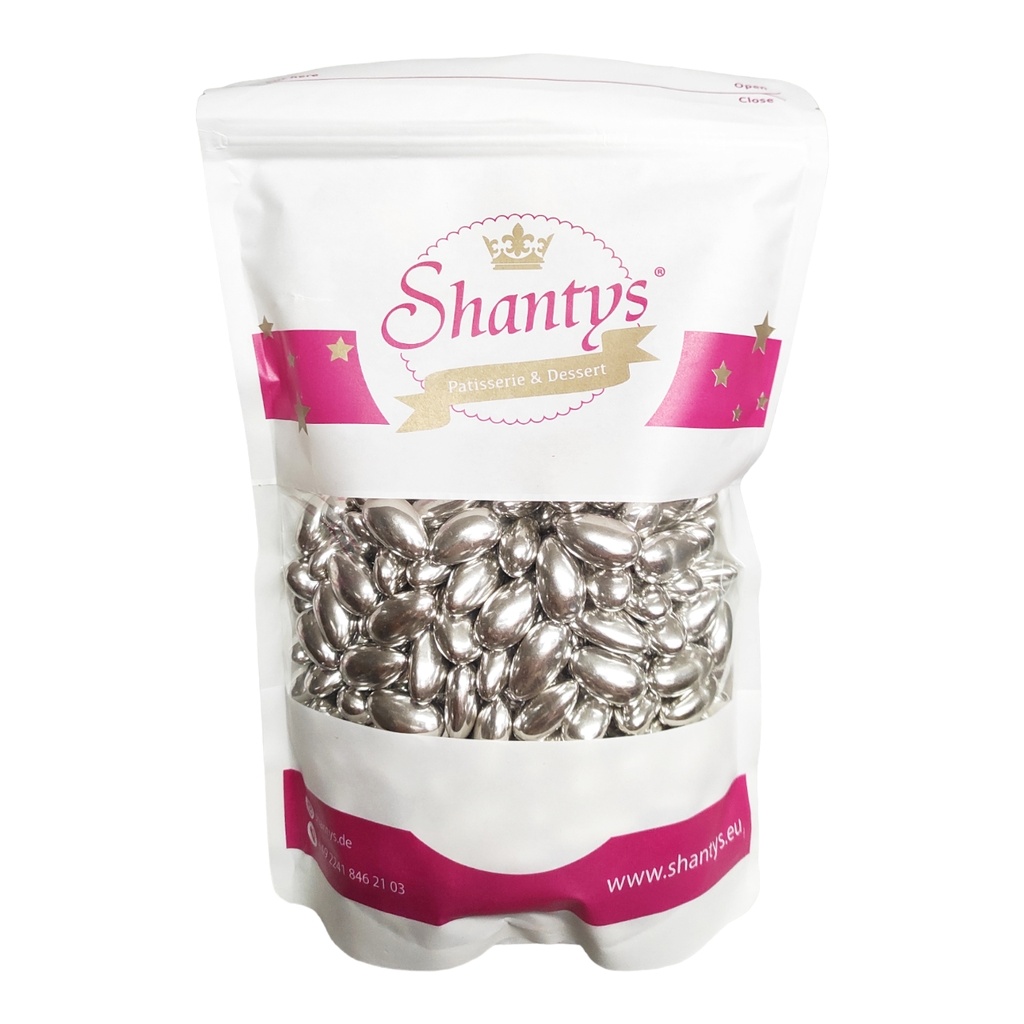 Mandel Dragee - SILBER glänzend - 1 Kg - Shantys