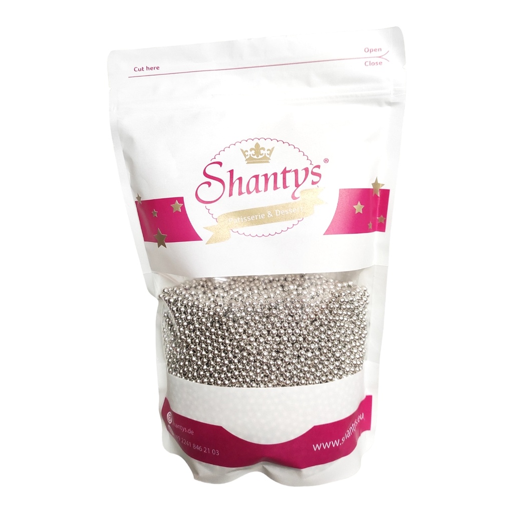 Zuckerperle 5 mm - SILBER glänzend - 1 Kg -  Shantys