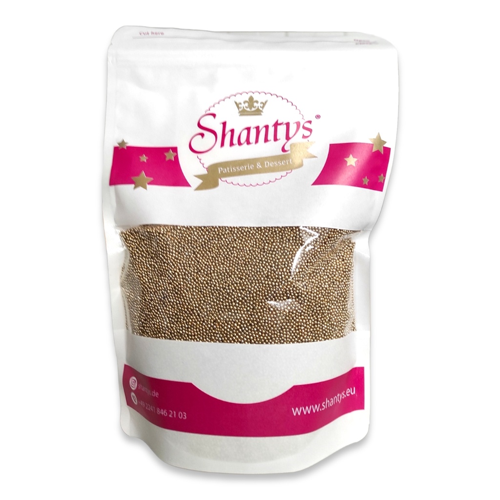 Zuckerperle 2 mm - GOLD glänzend - 1 Kg -  (Non Pareilles) Shantys