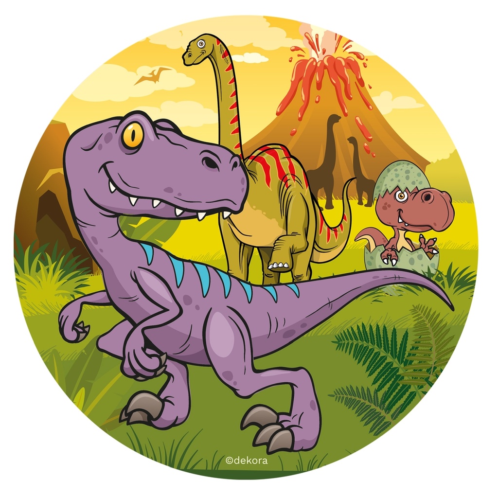Tortenaufleger rund - Dinosaurier - 20 cm - Dekora