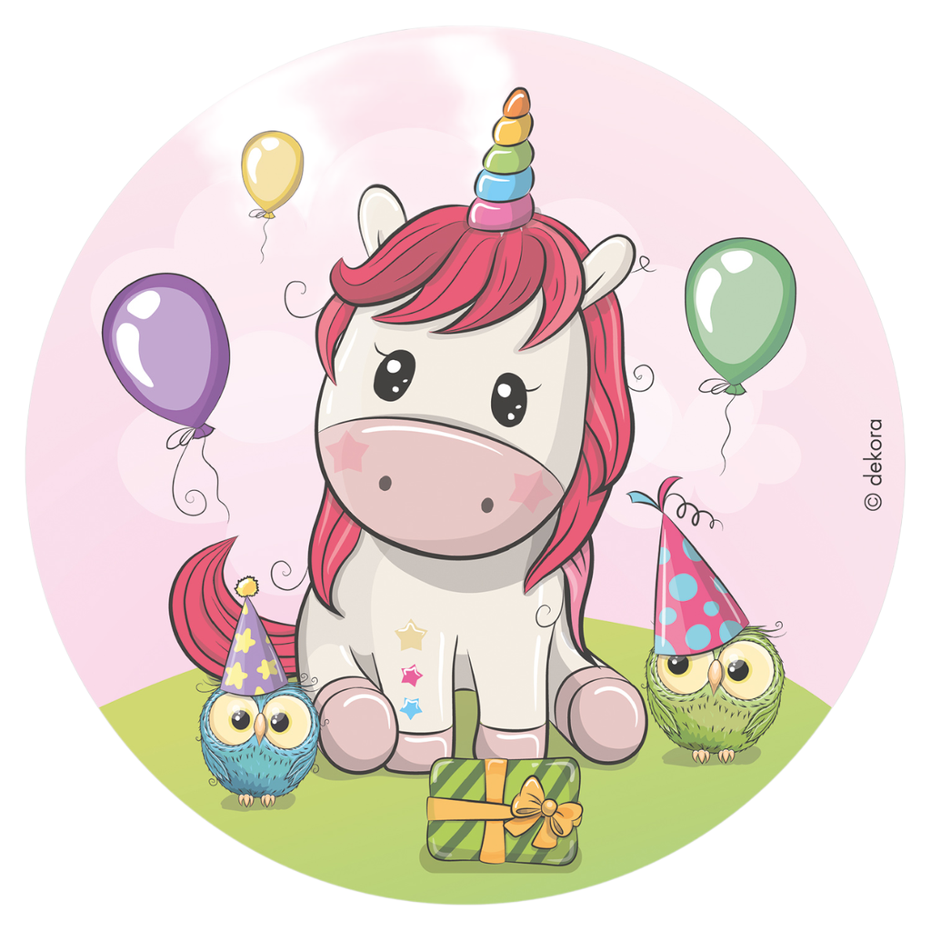 Tortenaufleger Wafer rund - Baby Einhorn - 20 cm - Dekora