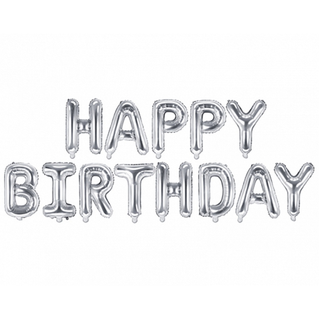 Folienballon - Schriftzug - Happy Birthday - Silber