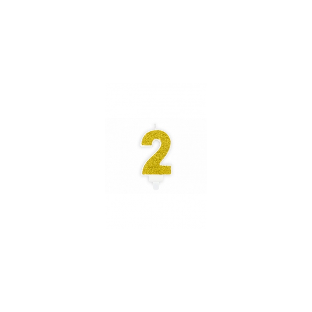 Kuchenkerze - Zahl 2 - Gold