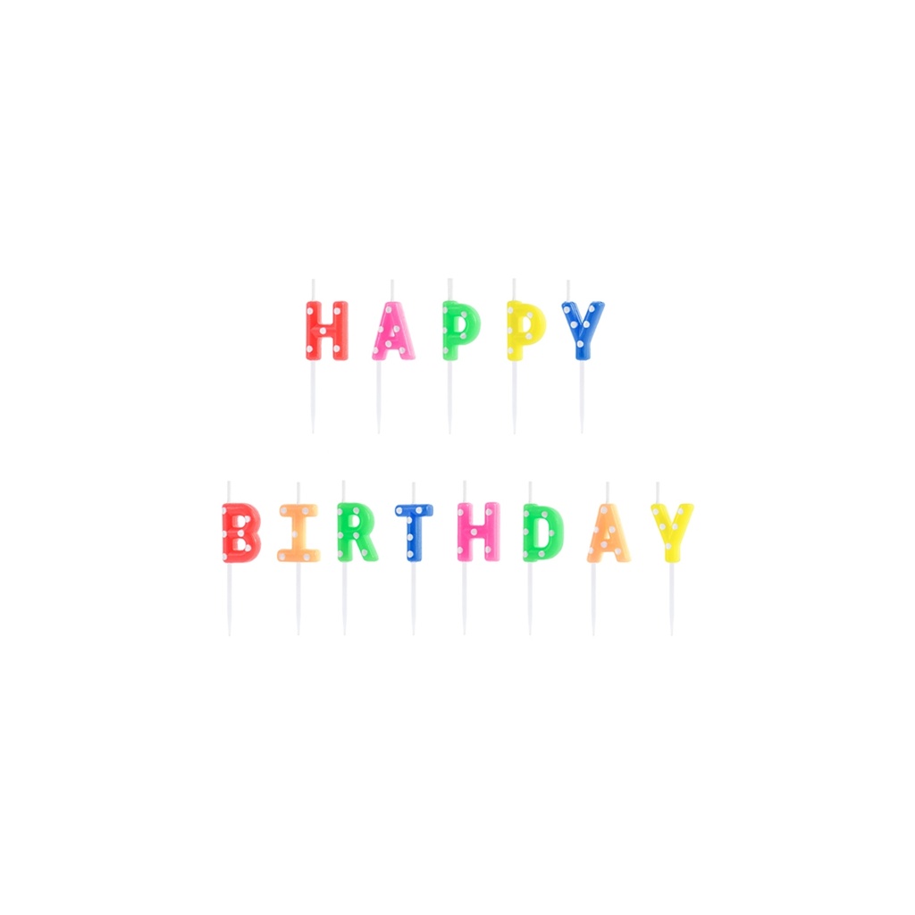 13 Kuchenkerzen - Happy Birthday - Bunt