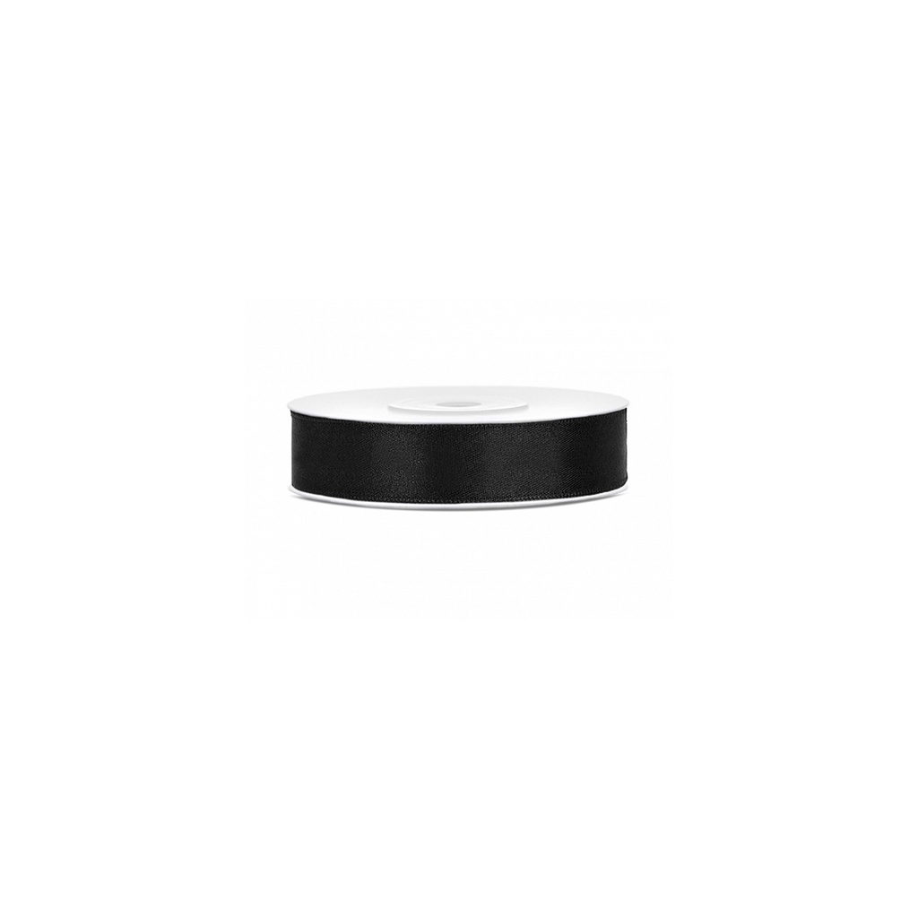 Ballonband - Satin - 25 m - 12mm - Schwarz