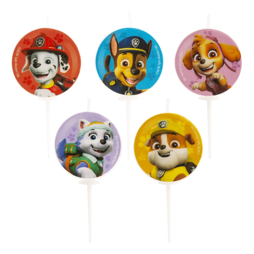 Lizenz Kuchenkerze - PAW PATROL (5 x Kerze 3 cm rund) - Dekora