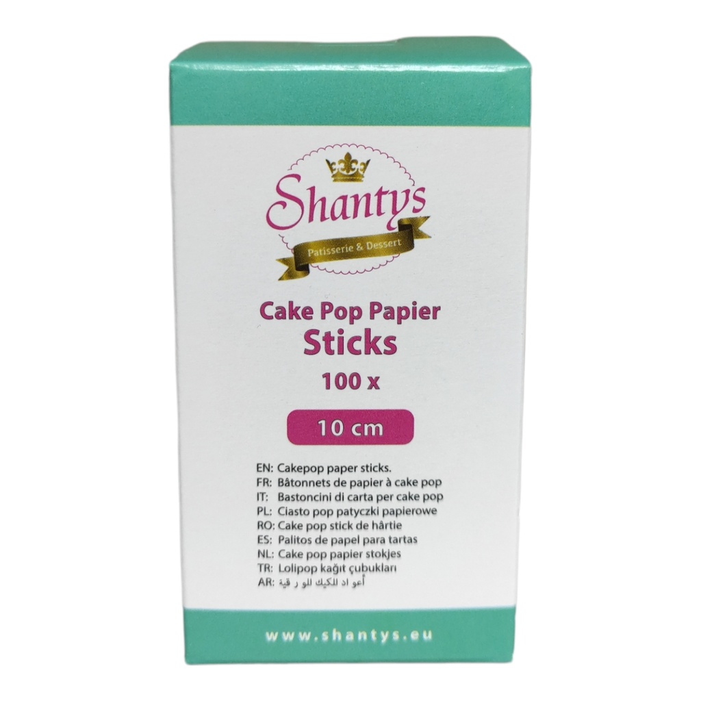 [80303] 100 x Cake Pop Sticks - weiss - 9,8 cm - Papier - Shantys