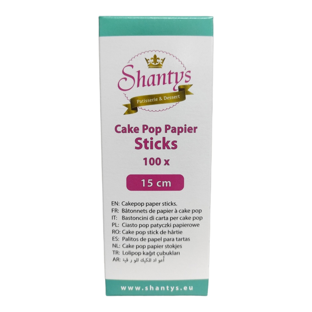 [80307] 100 x Cake Pop Sticks - weiss - 15 cm - Papier - Shantys