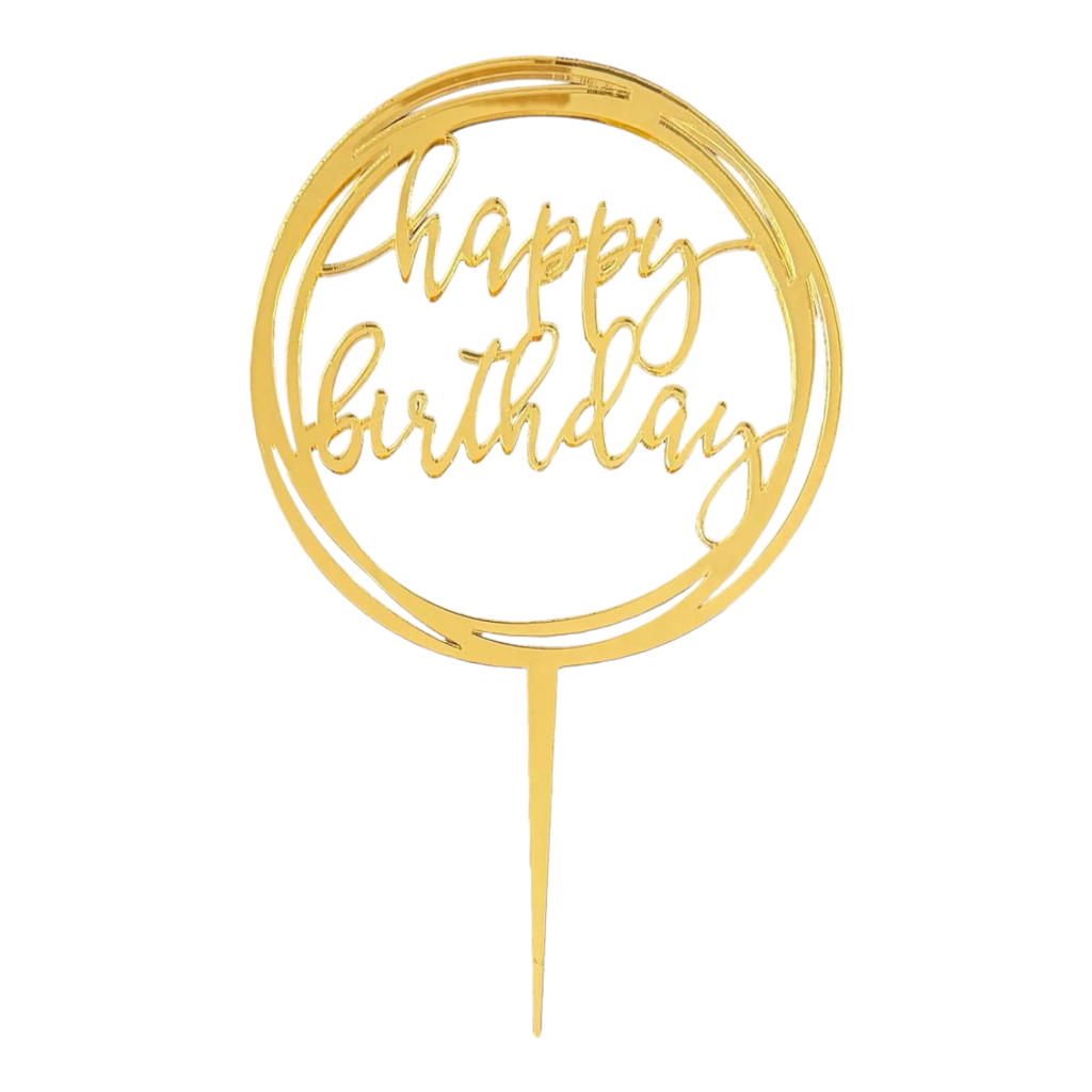 [83501] Cake Topper XXL - Happy Birthday No2 -  GOLD - Acryl - Shantys