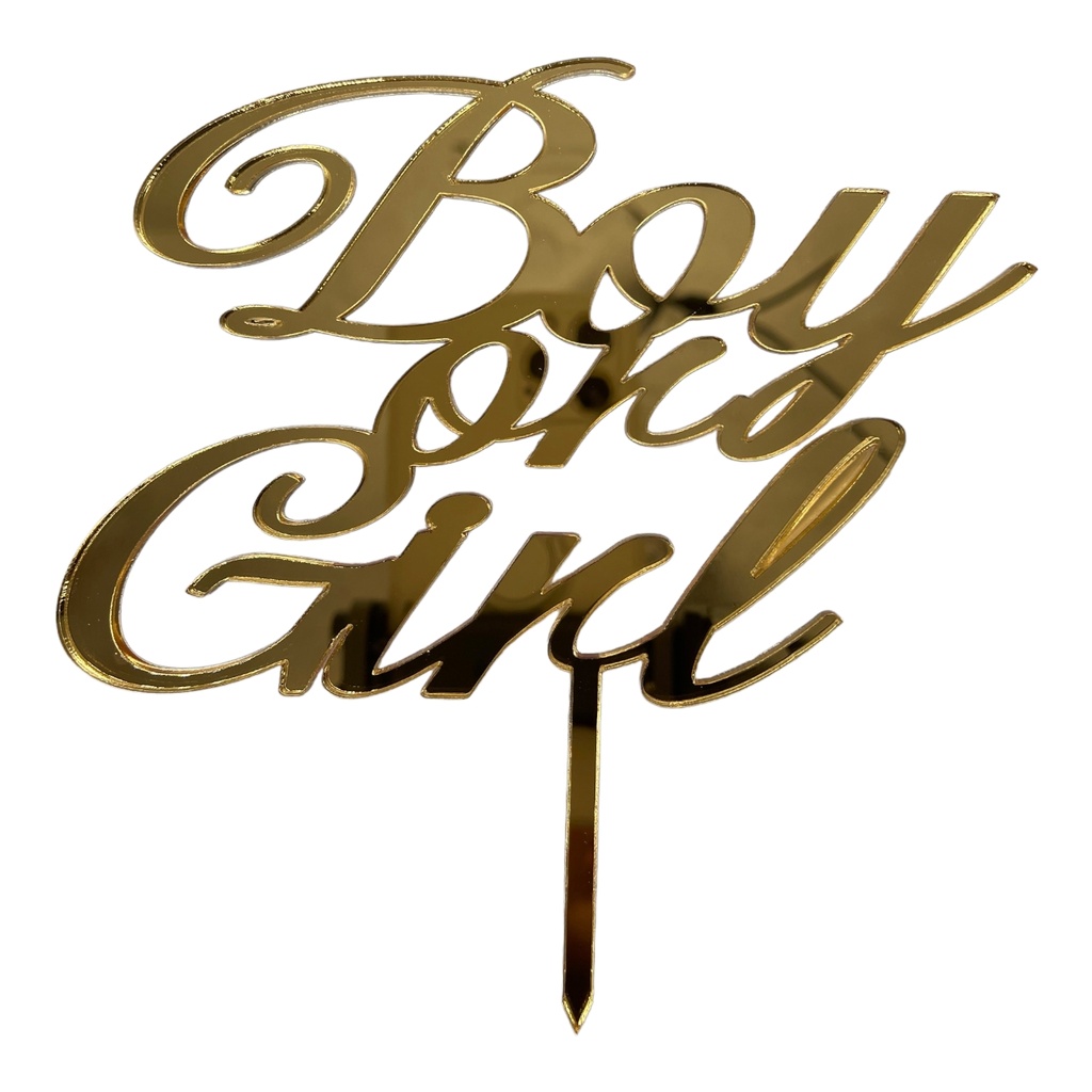 Cake Topper XXL - Boy or Girl -  GOLD - Acryl - Shantys