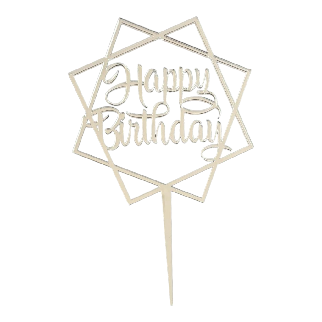 Cake Topper XXL - Happy Birthday No4 -  SILBER - Acryl - Shantys