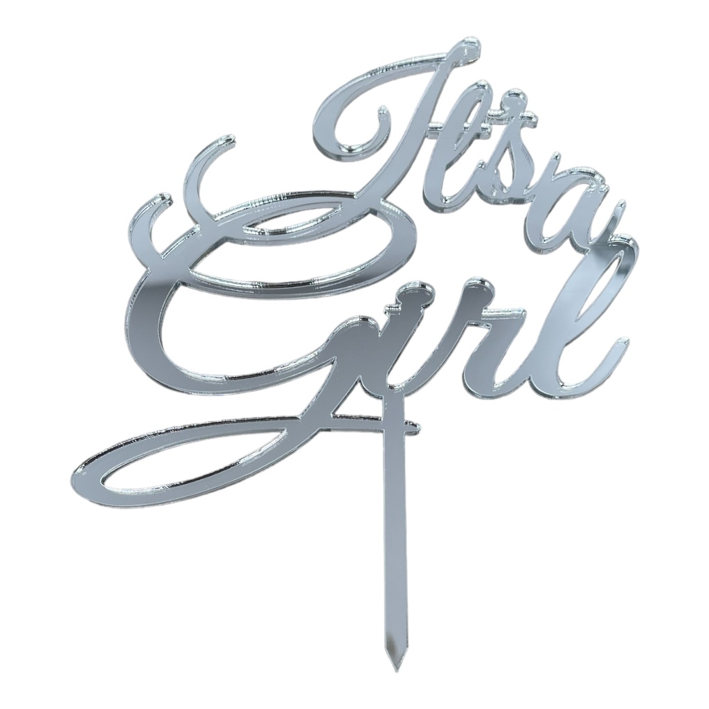 Cake Topper XXL - Baby Girl -  SILBER - Acryl - Shantys