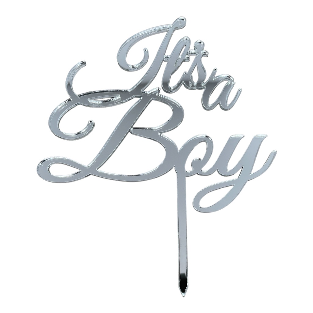 Cake Topper XXL - Baby Boy -  SILBER - Acryl - Shantys