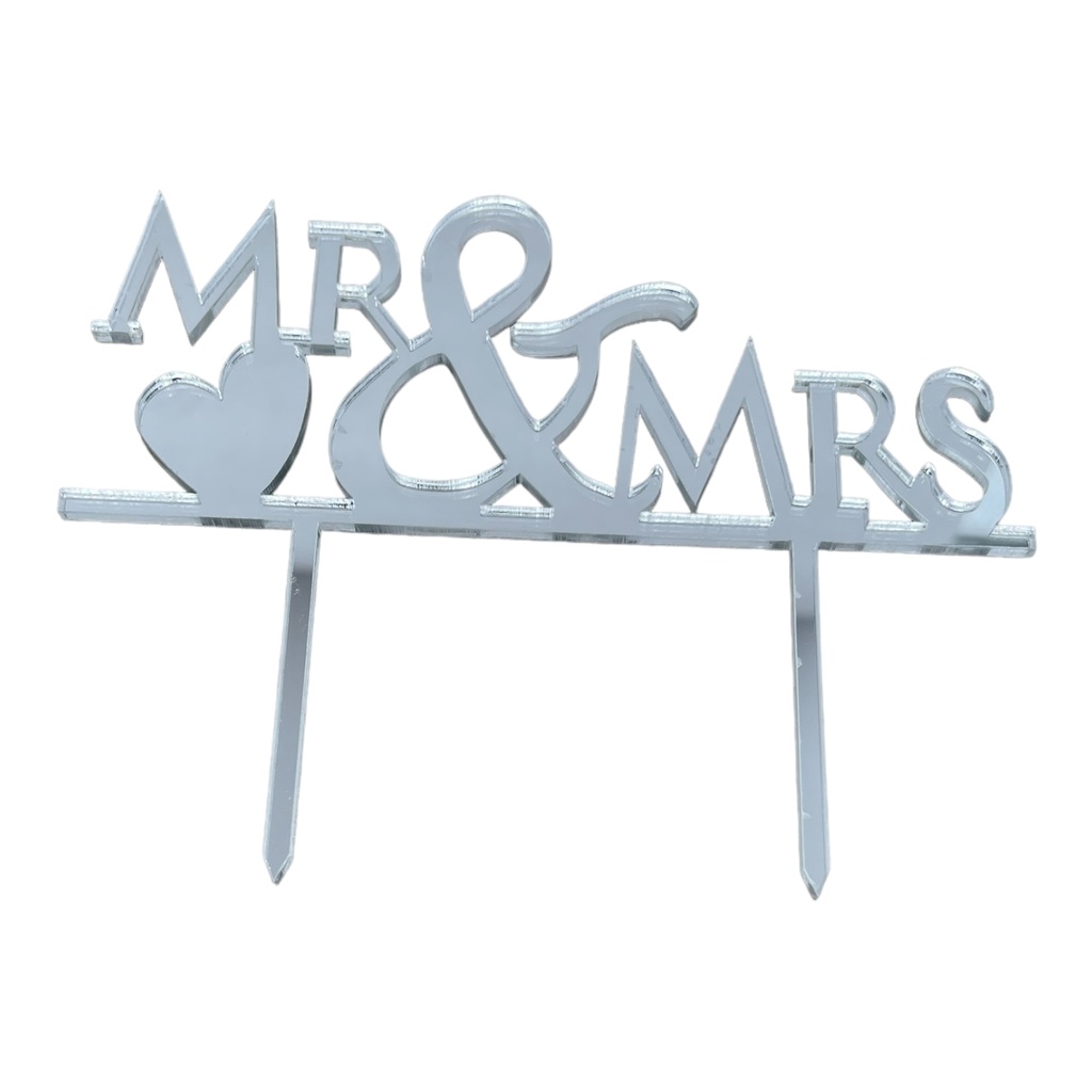 Cake Topper XXL - Mr & Mrs 1 -  SILBER - Acryl - Shantys