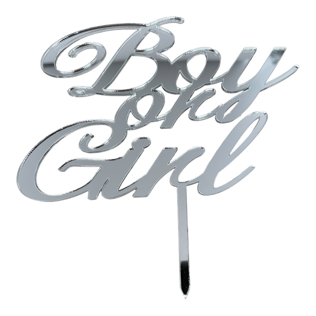 [83530] Cake Topper XXL - Boy or Girl -  SILBER - Acryl - Shantys