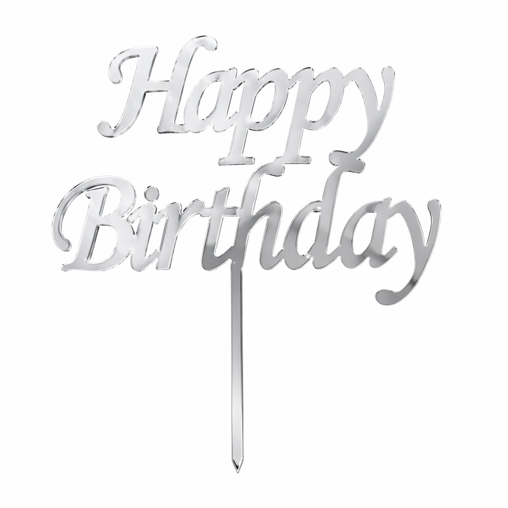 [83534] Cake Topper XXL - Happy Birthday No1 -  SILBER - Acryl - Shantys