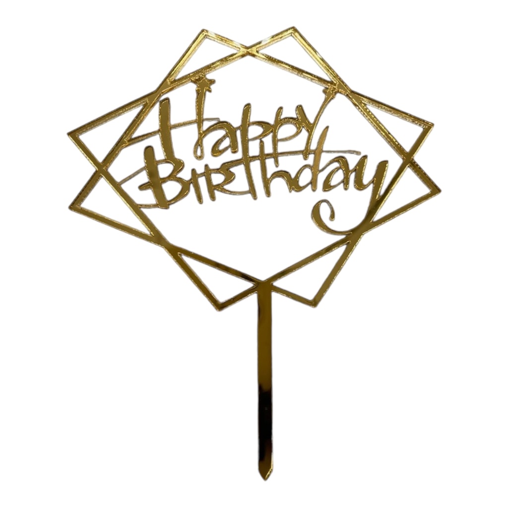 Cake Topper S - Happy Birthday 1 - GOLD - Acryl - Shantys