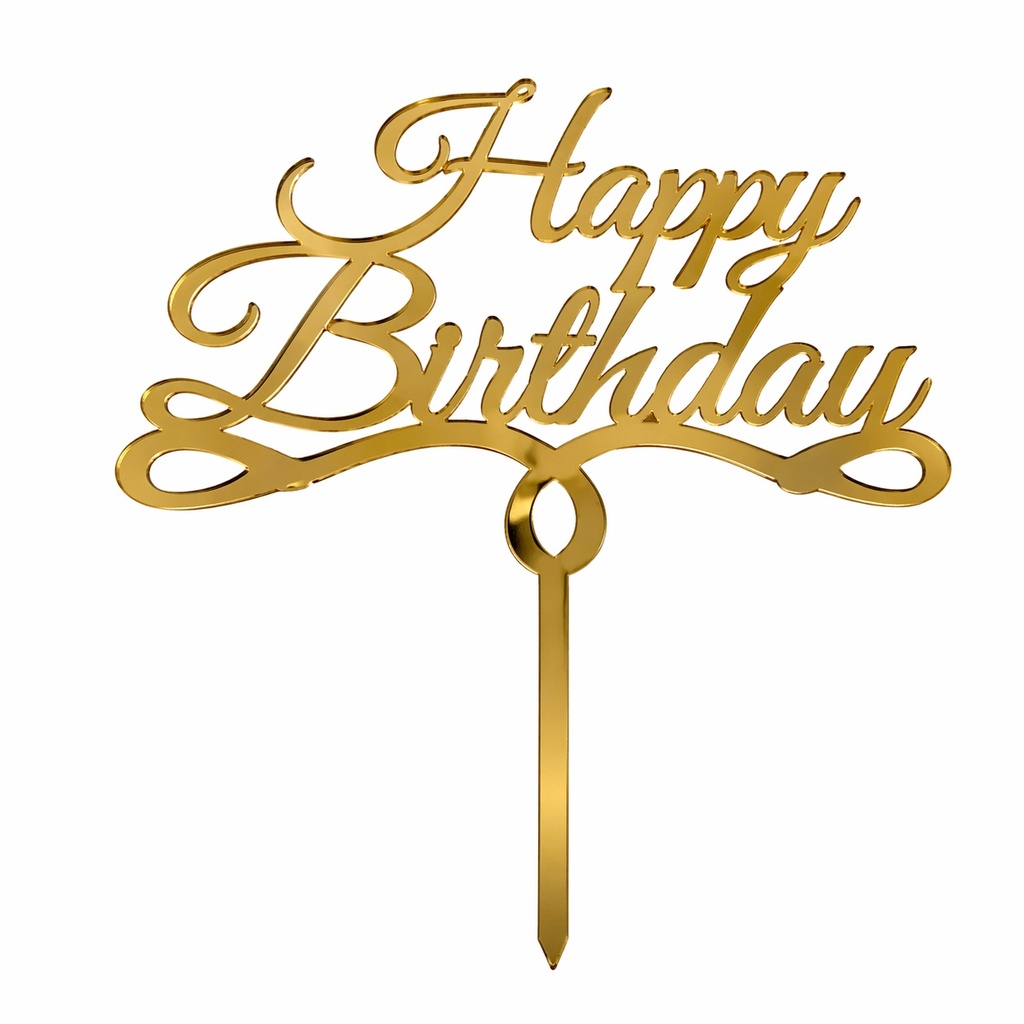 Cake Topper S - Happy Birthday 2 - GOLD - Acryl - Shantys