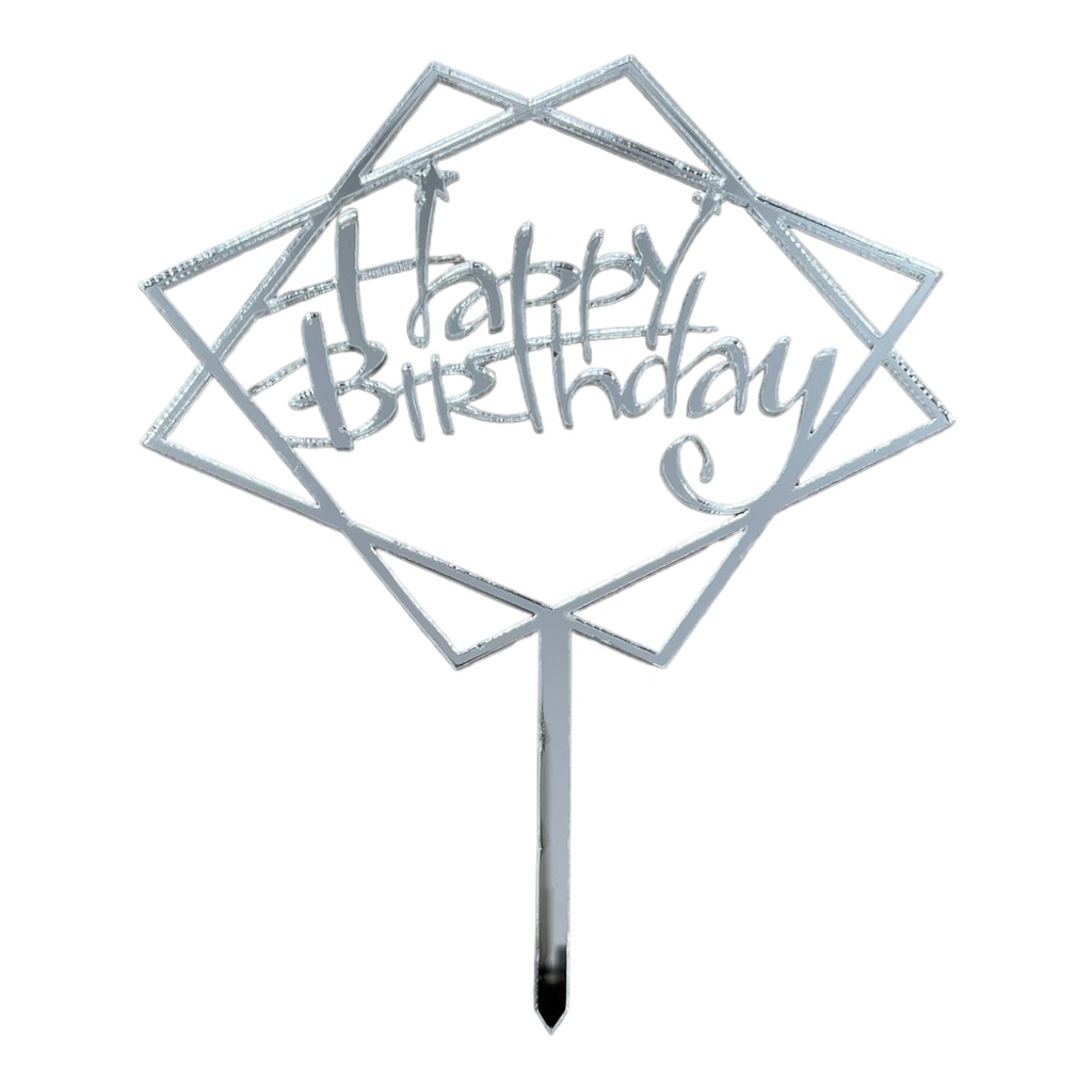 Cake Topper S - Happy Birthday 1 - SILVER - Acryl - Shantys