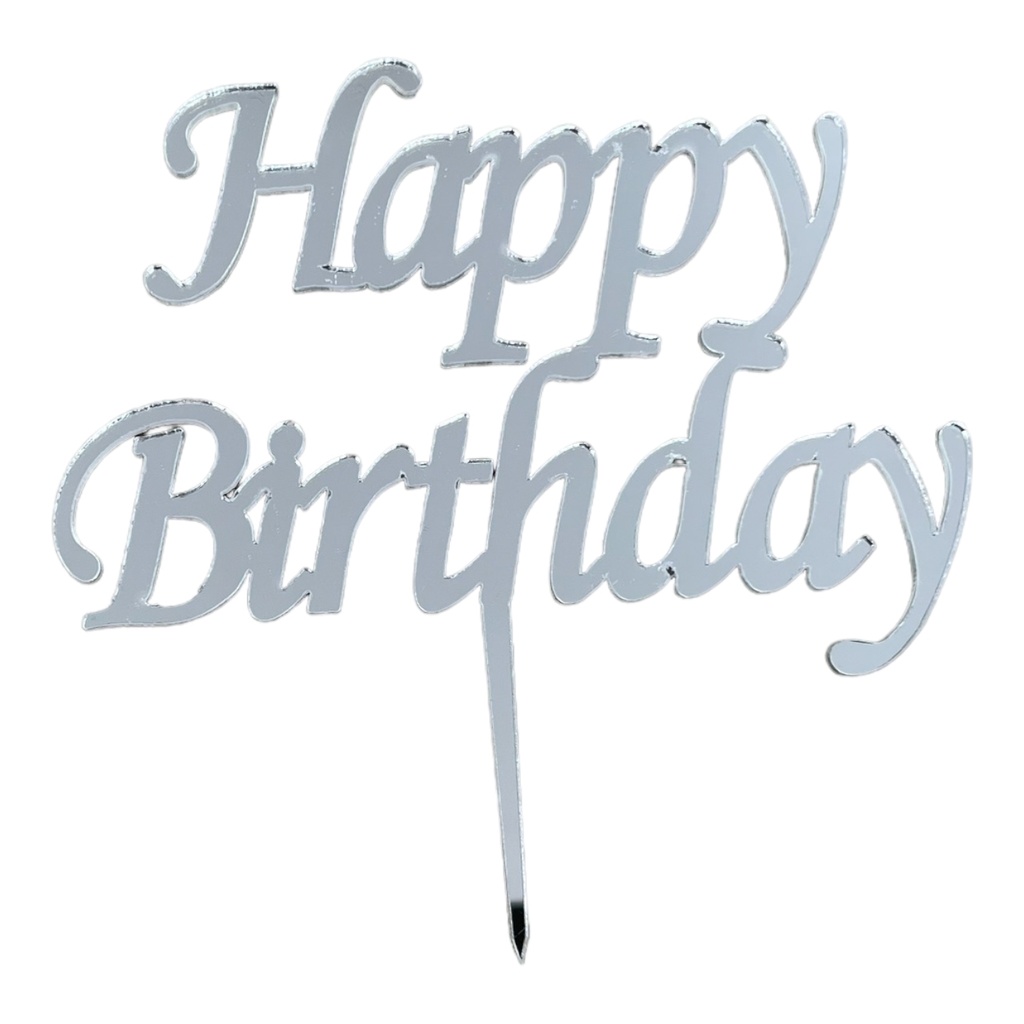 [83567] Cake Topper S - Happy Birthday - SILVER - Acryl - Shantys