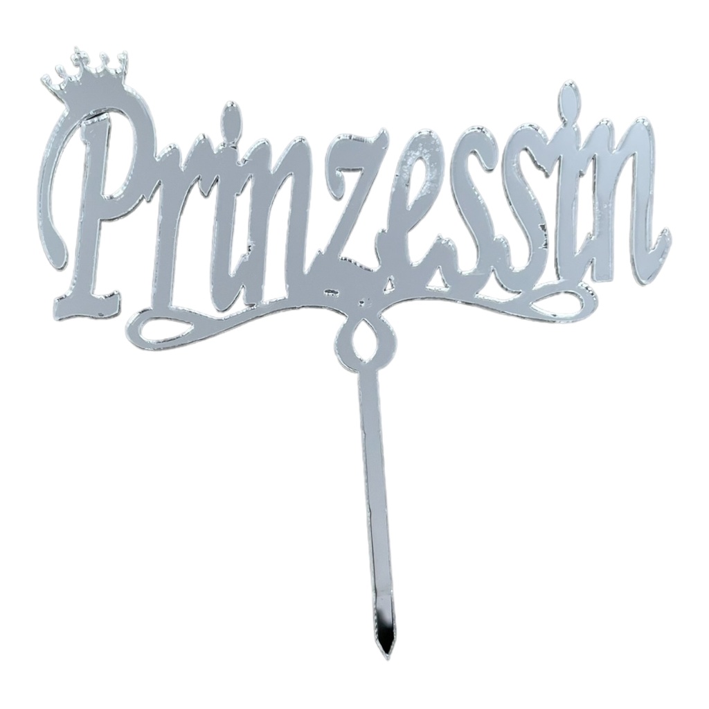 Cake Topper S - Prinzessin - SILVER - Acryl - Shantys