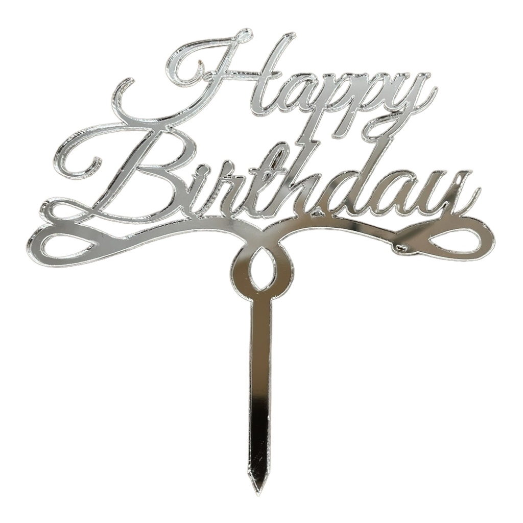 [83569] Cake Topper S - Happy Birthday 2 - SILVER - Acryl - Shantys