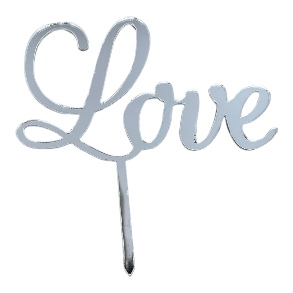Cake Topper S - Love - SILVER - Acryl - Shantys