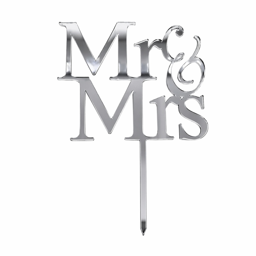 Cake Topper S - Mr & Mrs - SILVER - Acryl - Shantys