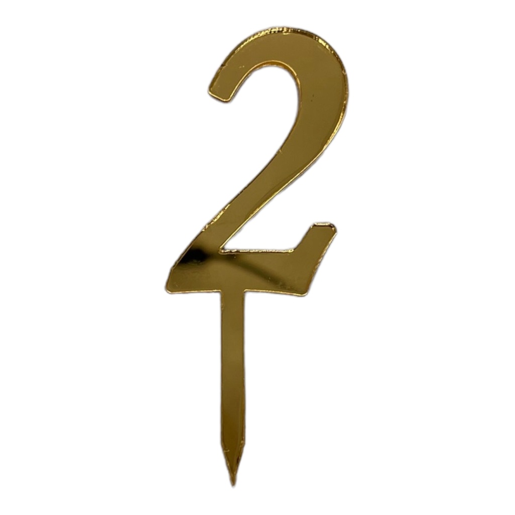 Cake Topper Zahl - 2 - GOLD - Acryl - Shantys