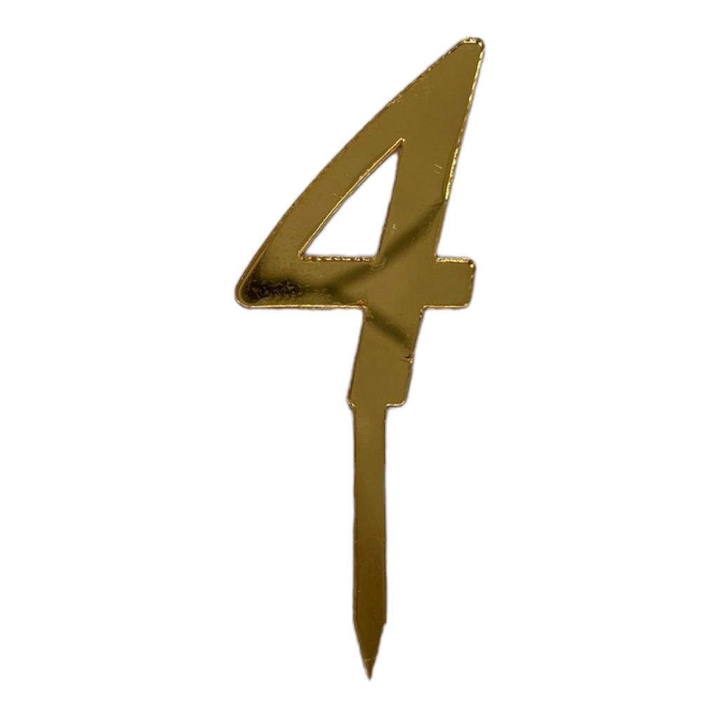 Cake Topper Zahl - 4 - GOLD - Acryl - Shantys