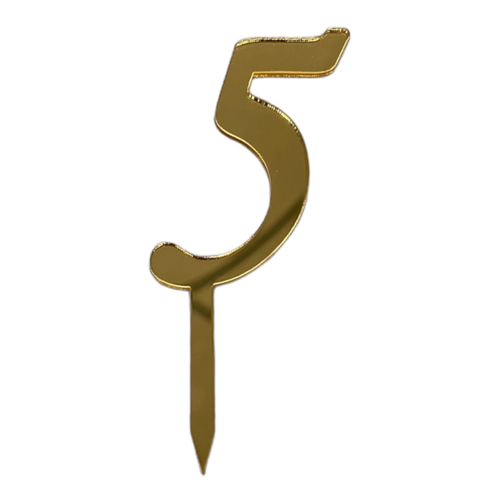 Cake Topper Zahl - 5 - GOLD - Acryl - Shantys