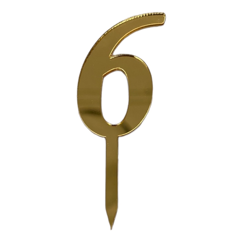 Cake Topper Zahl - 6 - GOLD - Acryl - Shantys