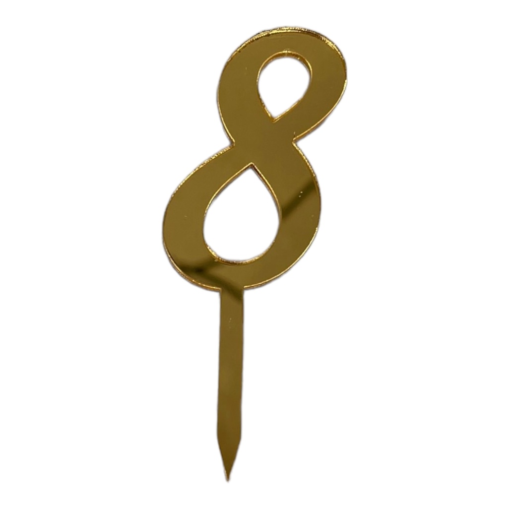 Cake Topper Zahl - 8 - GOLD - Acryl - Shantys