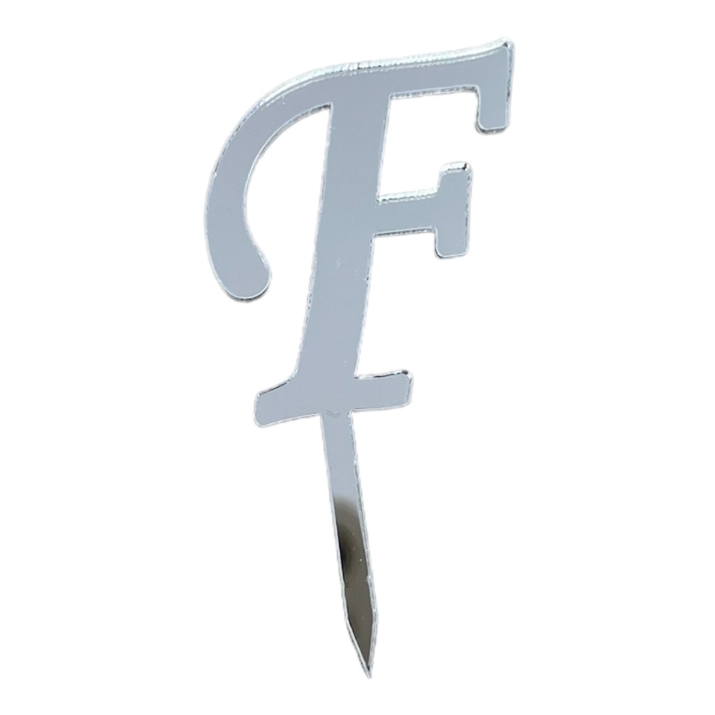 [83645] Cake Topper Buchstabe - F - SILBER - Acryl - Shantys