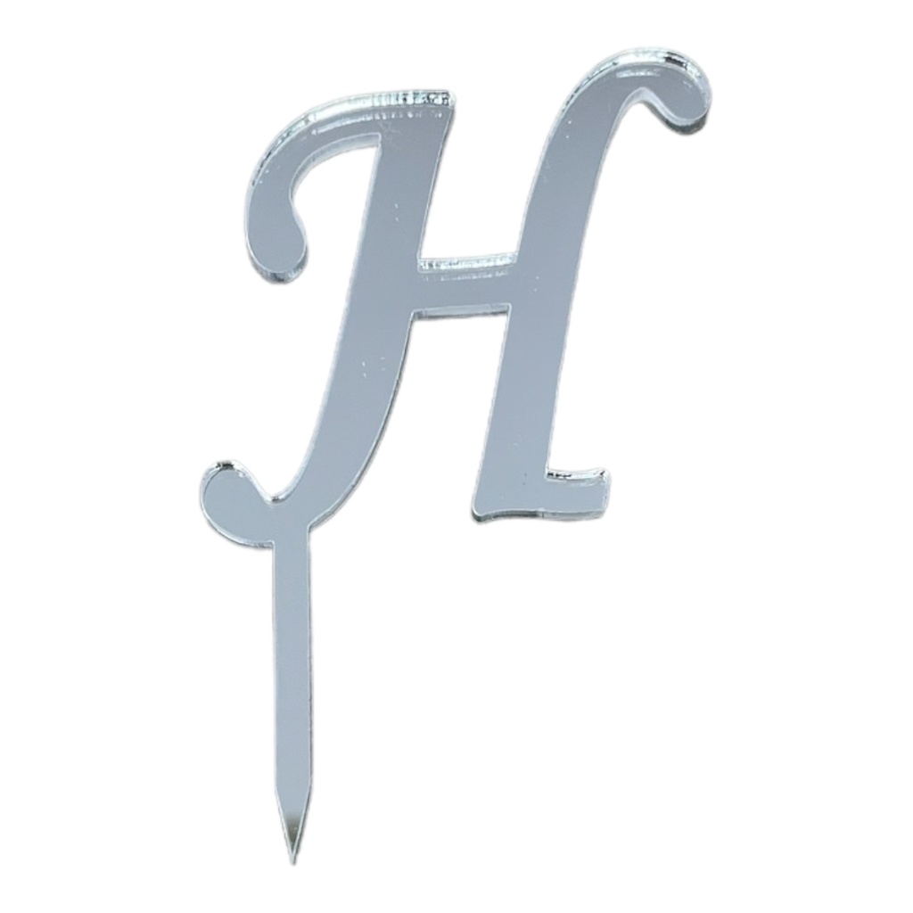[83647] Cake Topper Buchstabe - H - SILBER - Acryl - Shantys