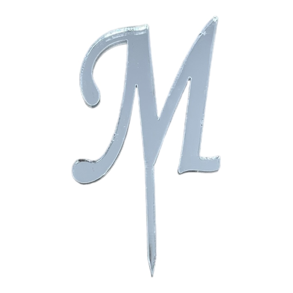 [83652] Cake Topper Buchstabe - M - SILBER - Acryl - Shantys