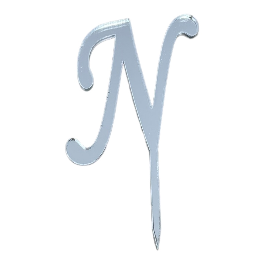 [83653] Cake Topper Buchstabe - N - SILBER - Acryl - Shantys
