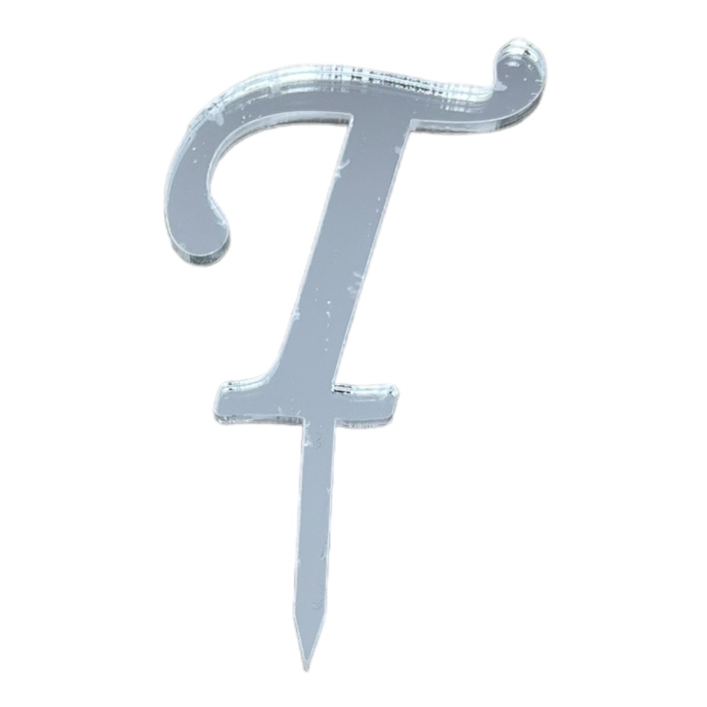 [83659] Cake Topper Buchstabe - T - SILBER - Acryl - Shantys