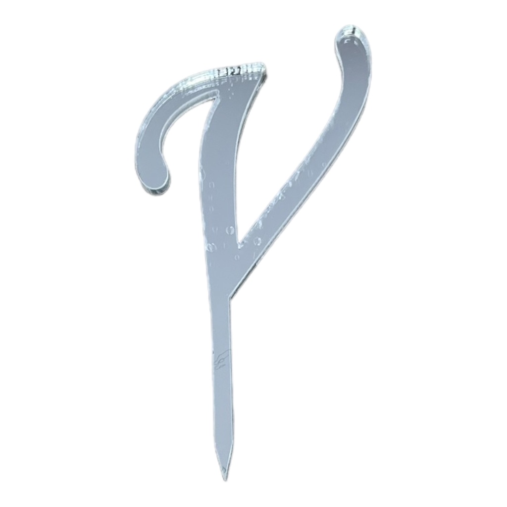 Cake Topper Buchstabe - V - SILBER - Acryl - Shantys