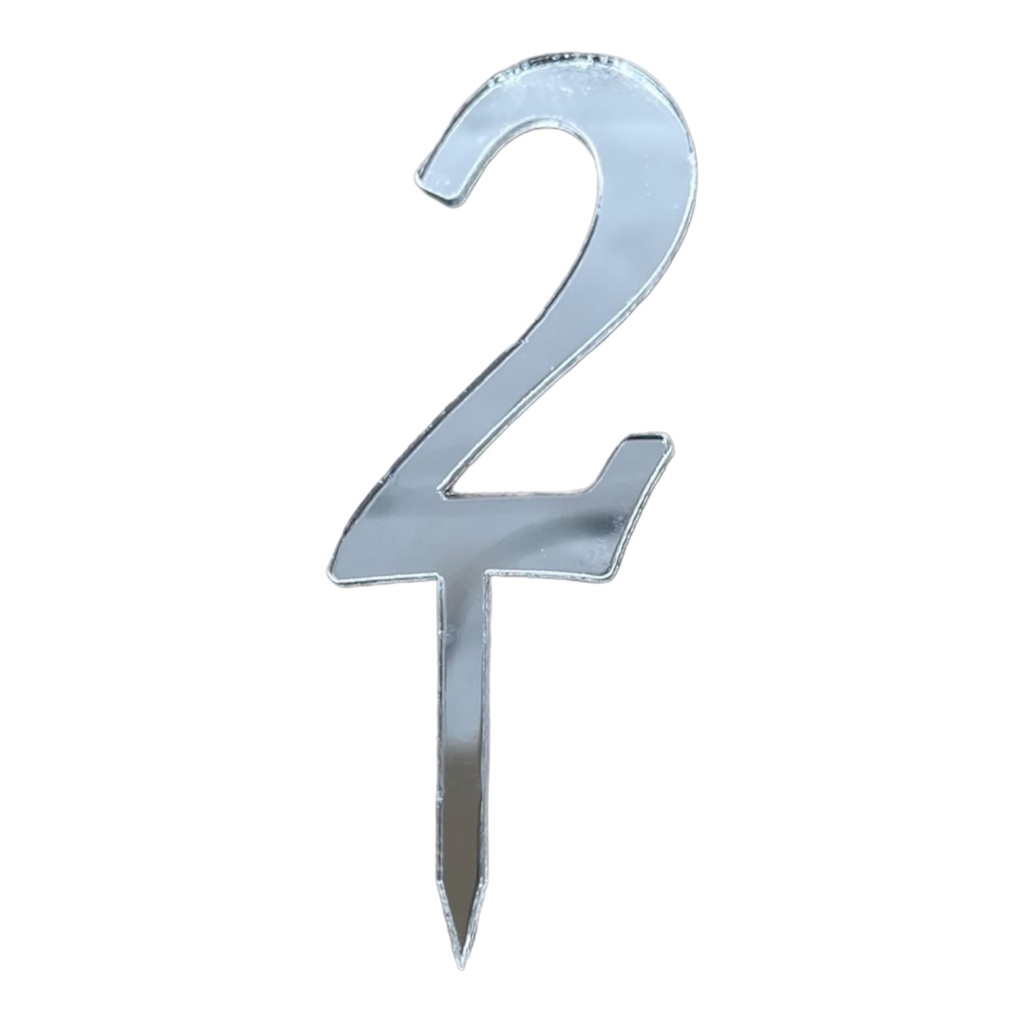 Cake Topper Zahl - 2 - SILBER - Acryl - Shantys
