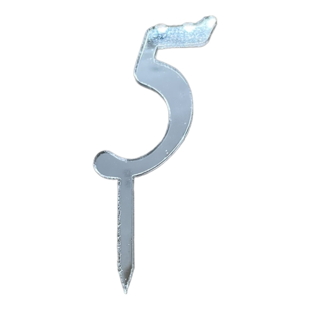 Cake Topper Zahl - 5 - SILBER - Acryl - Shantys