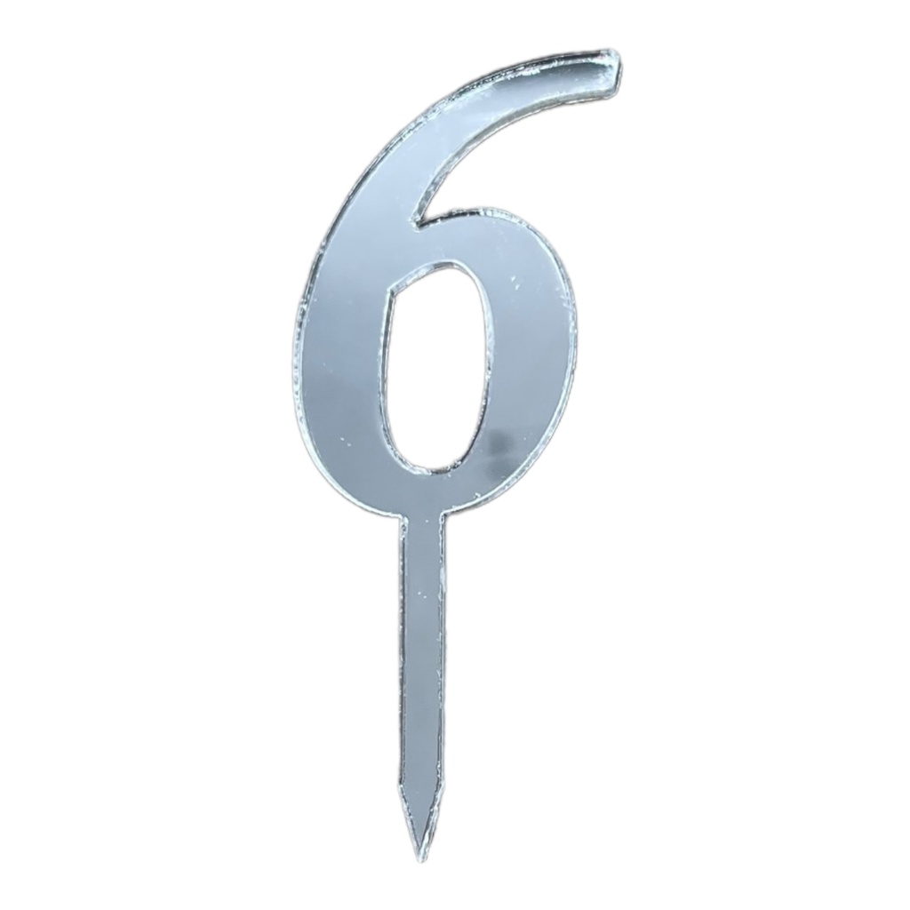 Cake Topper Zahl - 6 - SILBER - Acryl - Shantys