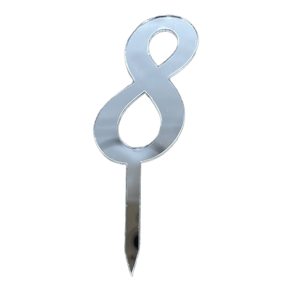 Cake Topper Zahl - 8 - SILBER - Acryl - Shantys