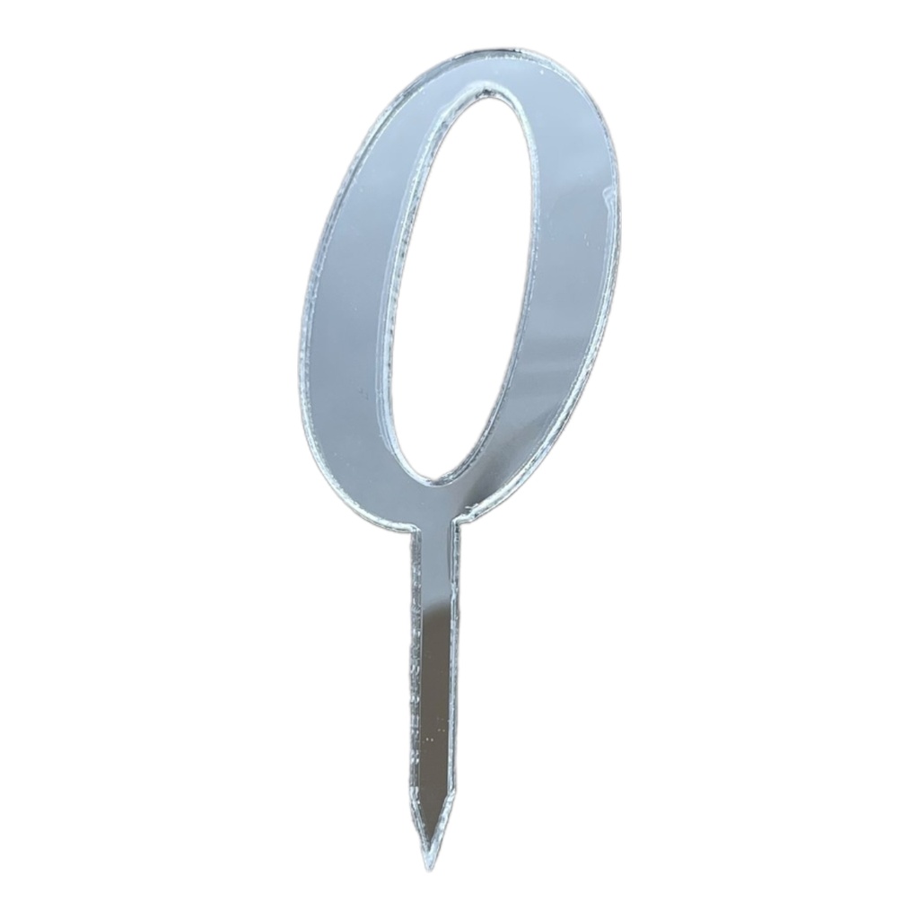Cake Topper Zahl - 0 - SILBER - Acryl - Shantys