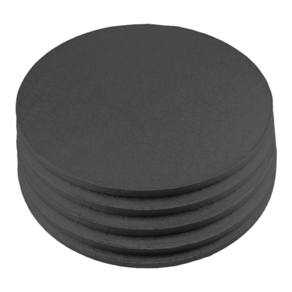 5 x Cake Drum 30 cm rund SCHWARZ (13 mm) - Cakeboard PACKMANIA