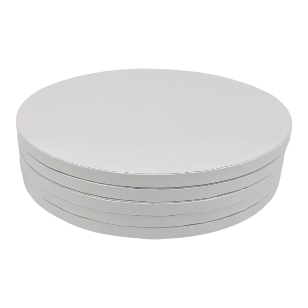 5 x Cake Drum ECO - 15 cm rund WEISS (13 mm) - Cakeboard PACKMANIA