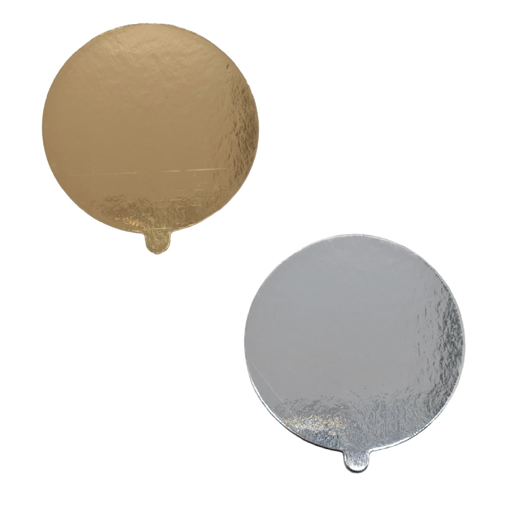50 x Tortenuntersetzer zweiseitig - GOLD-SILBER spiegelnd - rund - 10 cm Ø