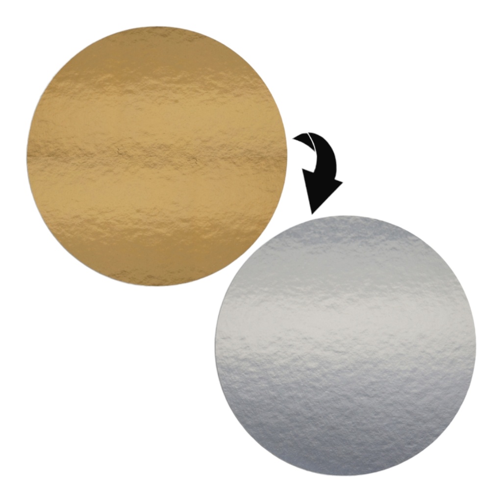 10 x Tortenuntersetzer zweiseitig - GOLD-SILBER spiegelnd - rund - 26 cm Ø