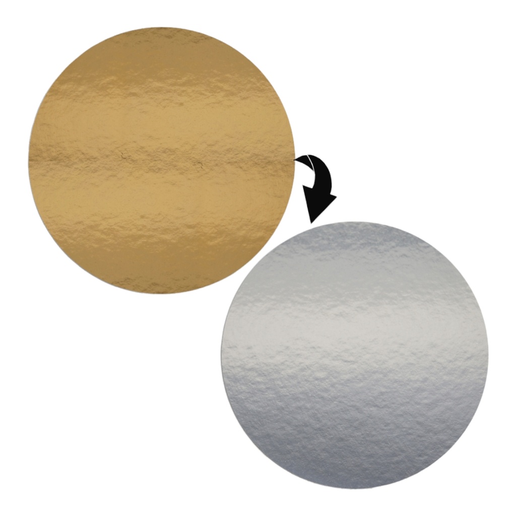 5 x Tortenuntersetzer zweiseitig - GOLD-SILBER spiegelnd - rund - 39 cm Ø