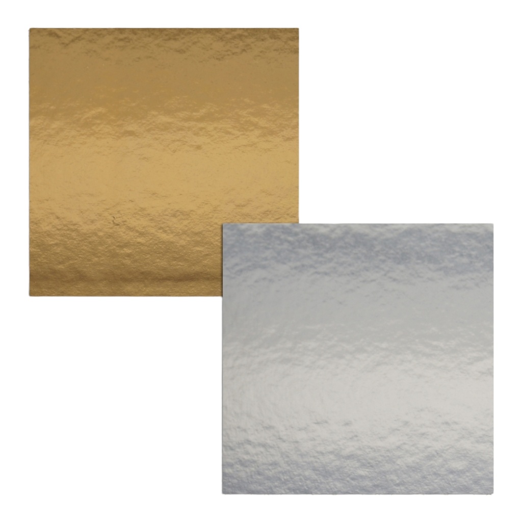 5 x Tortenuntersetzer zweiseitig - GOLD-SILBER spiegelnd - quadrat - 29x29 cm
